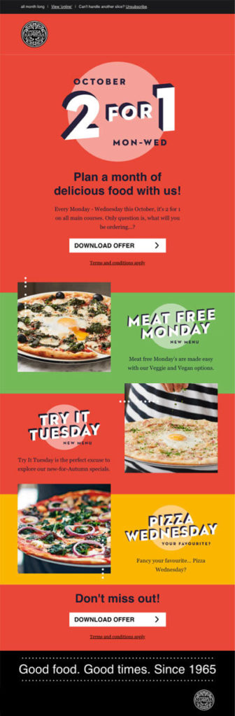 catchy sales emails for restaurants - offers