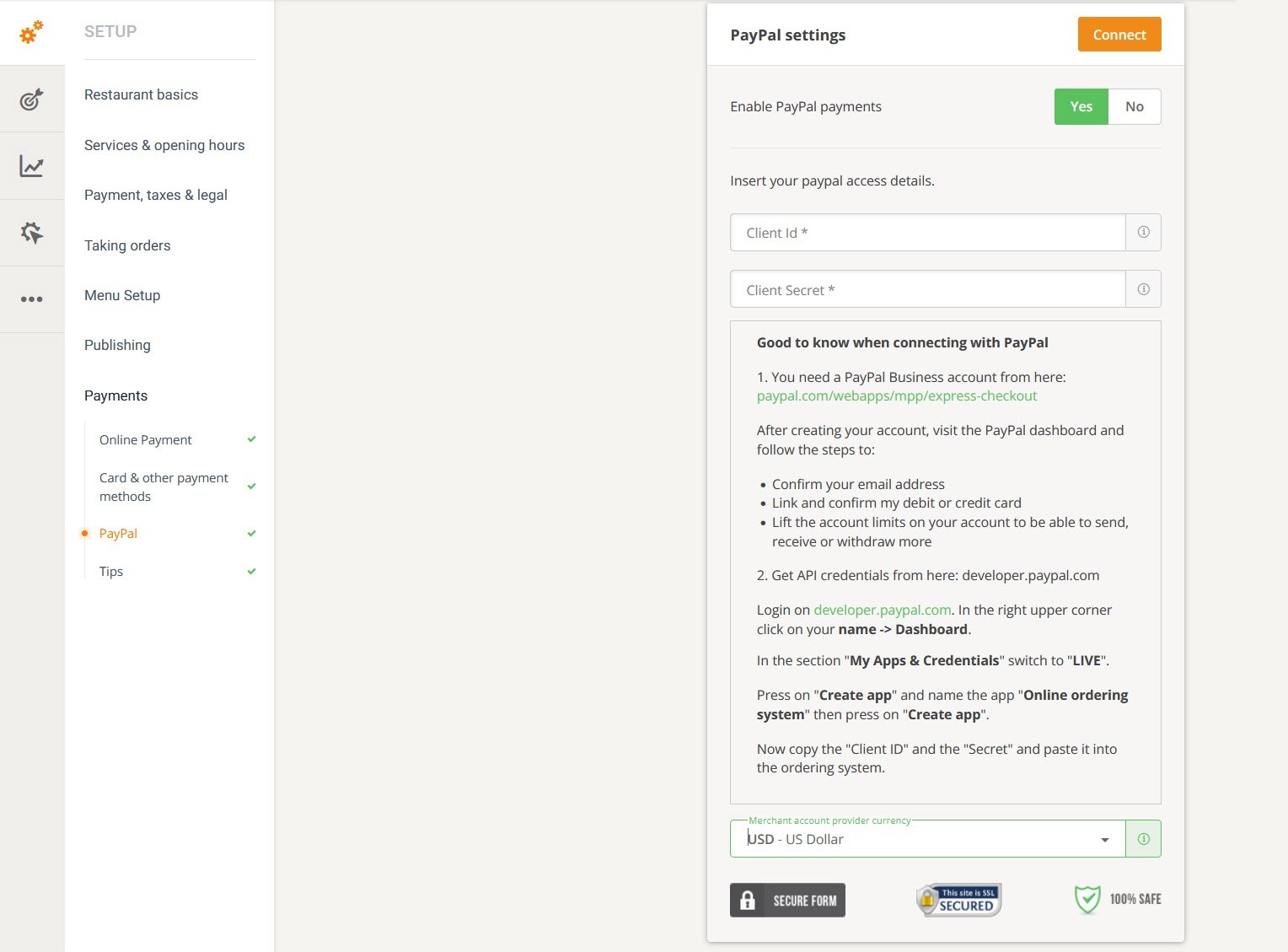 paypal for restaurants