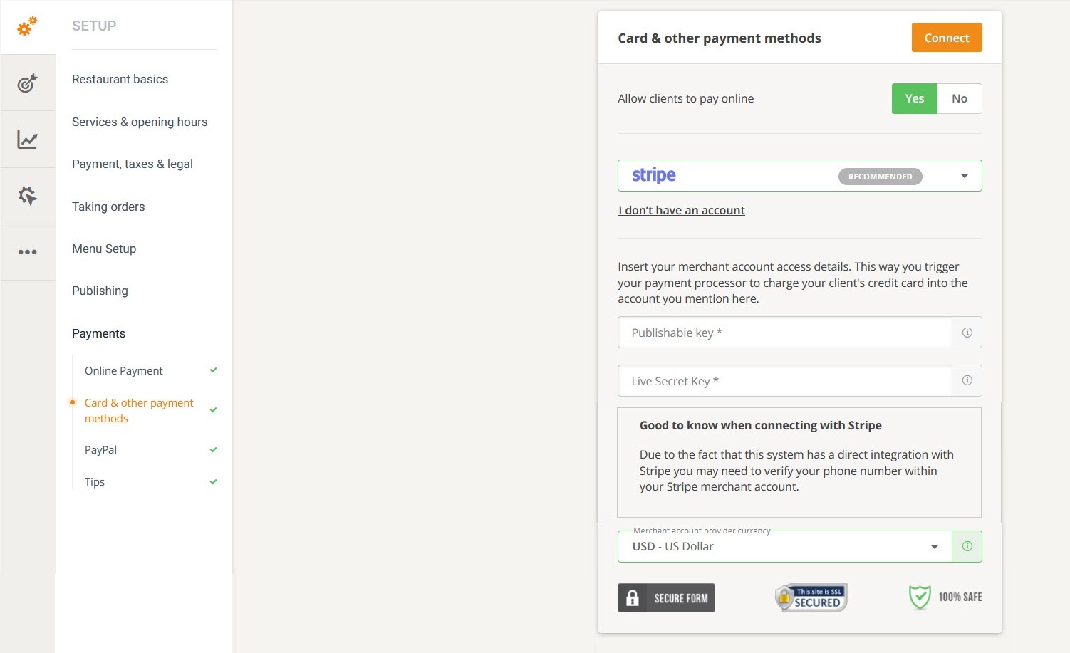 connect stripe merchant account