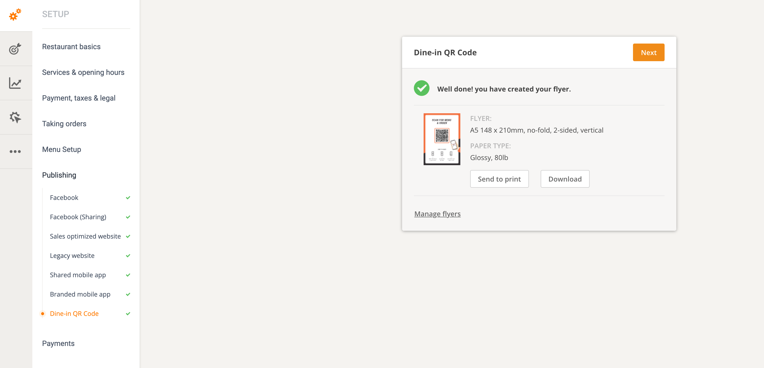 flyer for dine in ordering
