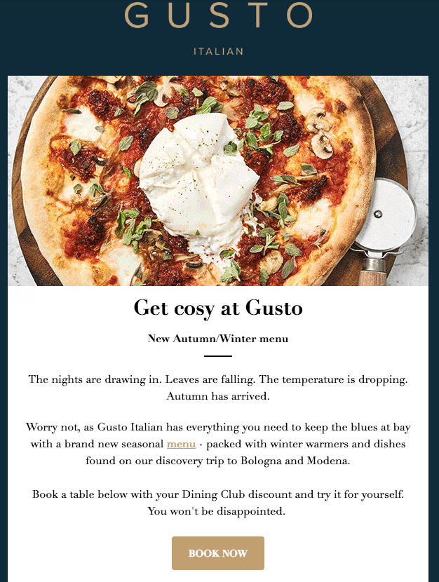 restaurant email templates - new menu