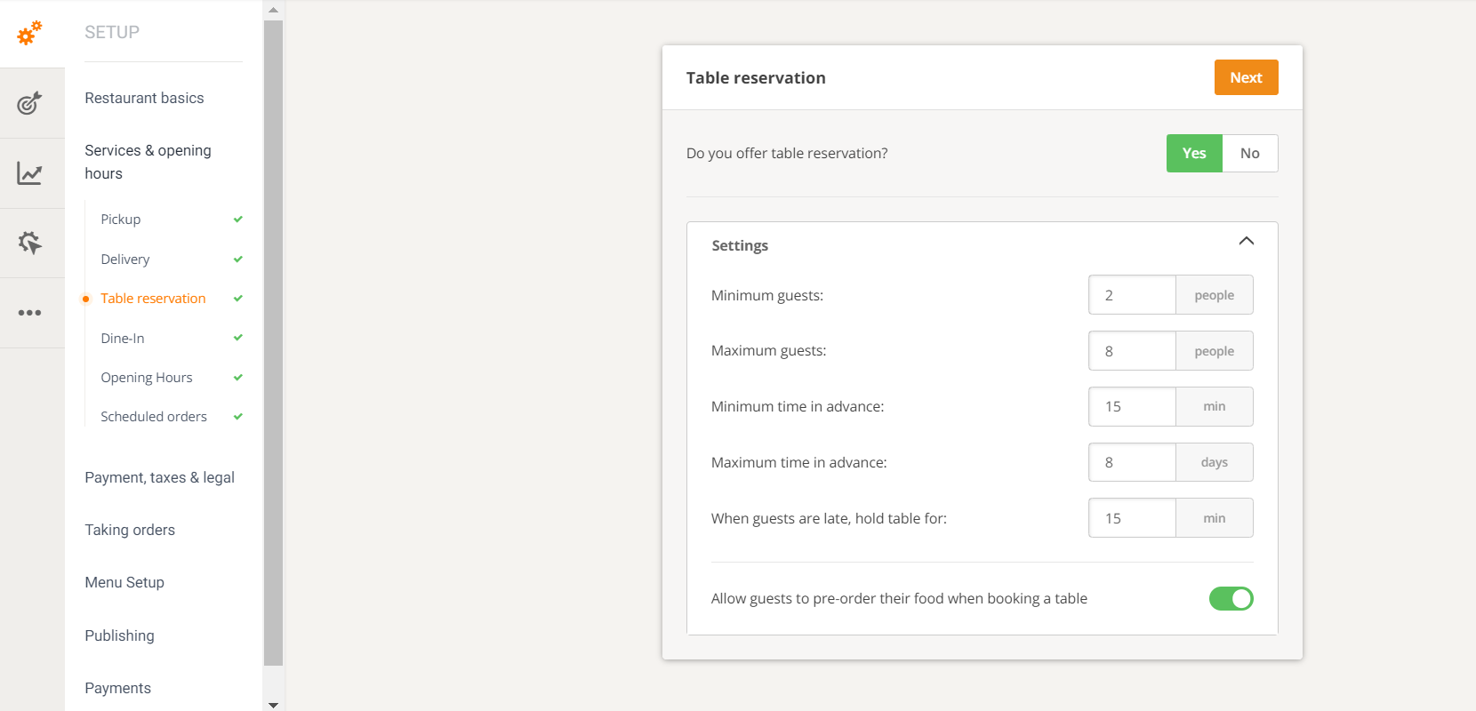 add a table reservation widget to your restaurant website