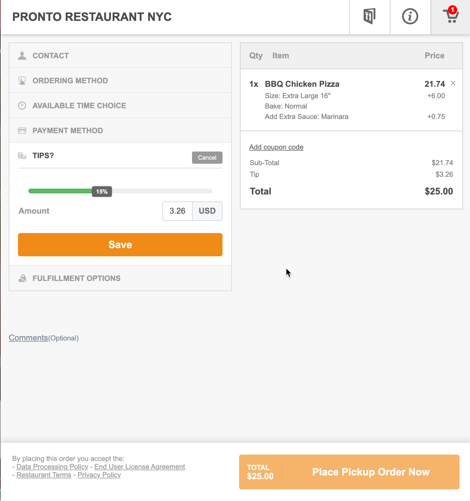 restaurant tipping via credit card